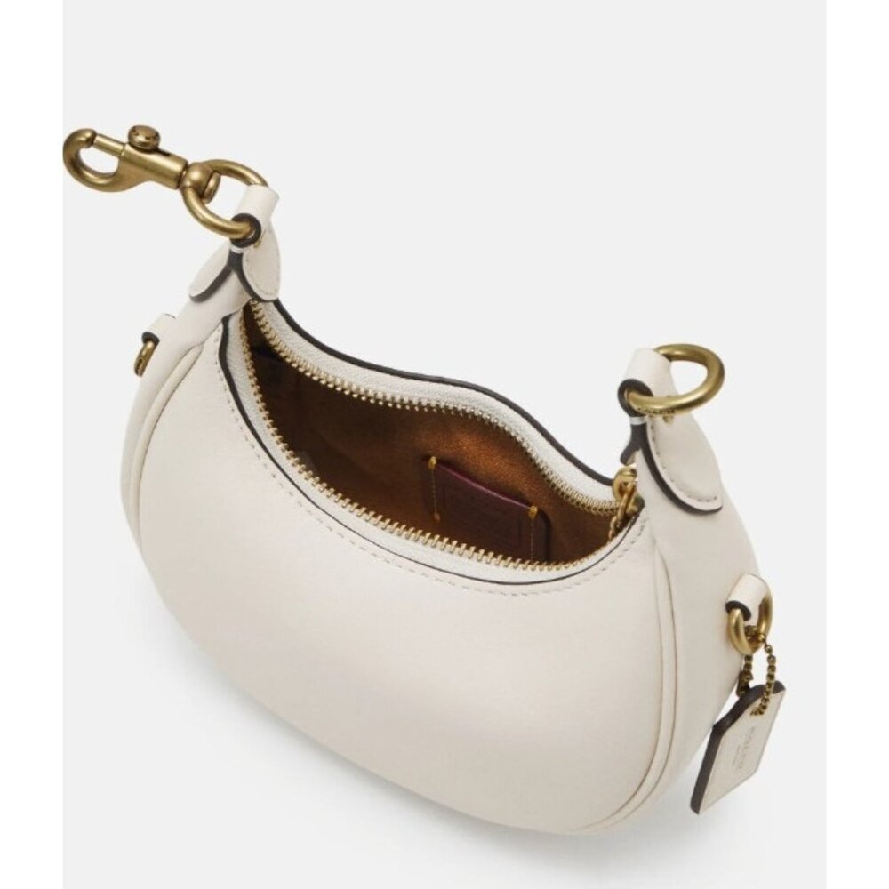 Coach Jonie Mini Crescent Bag Chalk Glovetanned Leather Crossbody Shoulder Purse - Picture 11 of 16